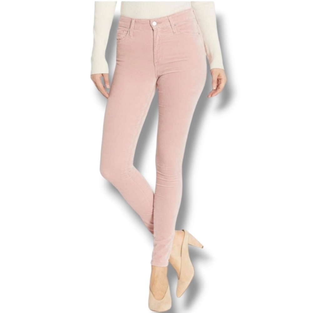 AG Adriano Goldschmied The High Rise Farrah Skinny in Blush Velour Size 30